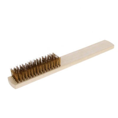 23cm Length Wooden Handle Scratch Brass Wire Brush Cleaning Hand Tool Large Copper Plated Wire Brush